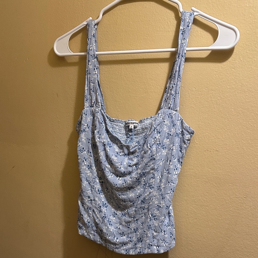 Reformation Light Blue Floral Cowl Neck Camisole